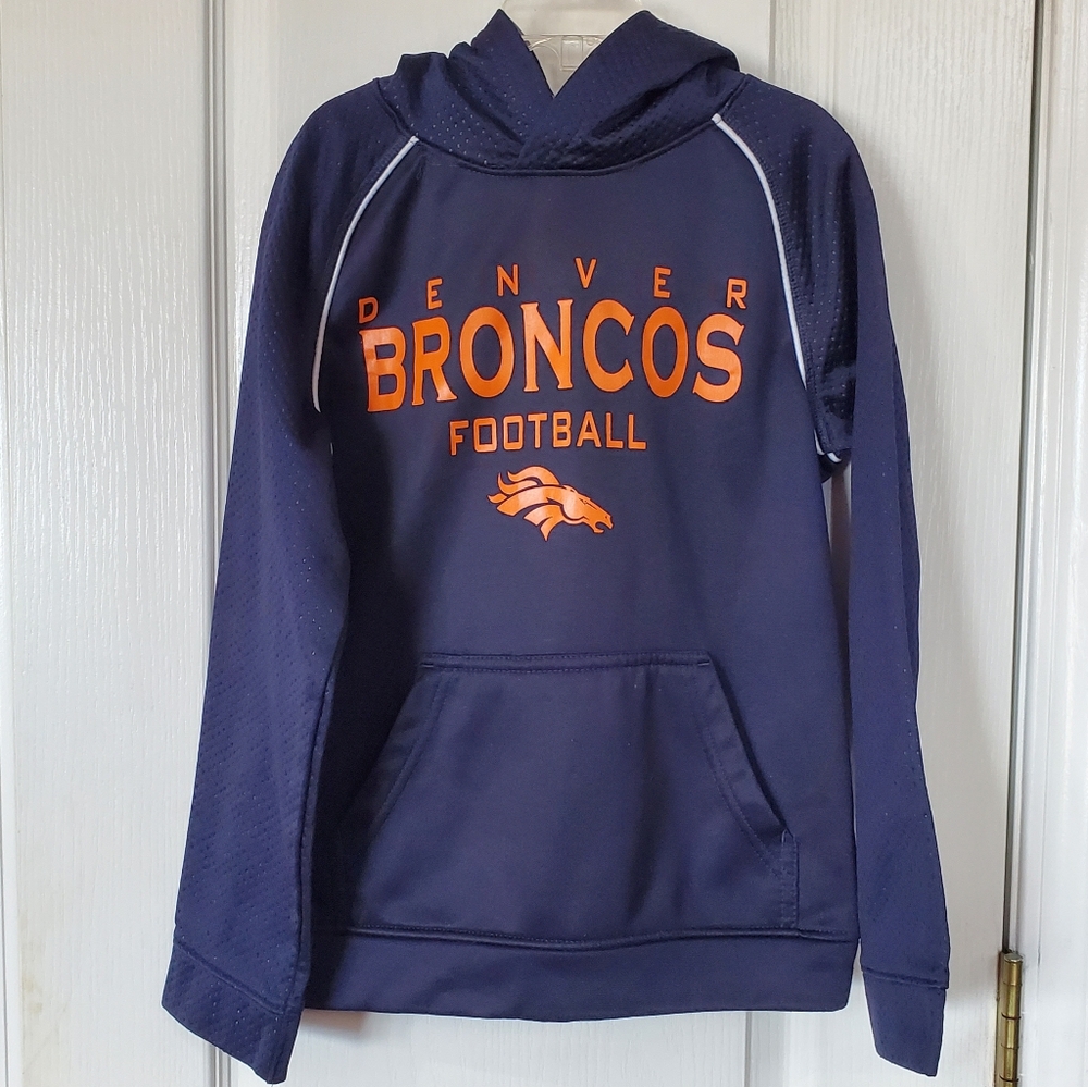 NFL Denver Broncos Hoodie - Navy Blue and Orange, Youth Sz 8-10